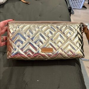 Consuela Metallic Gold Quilted Cosmetic Bag
